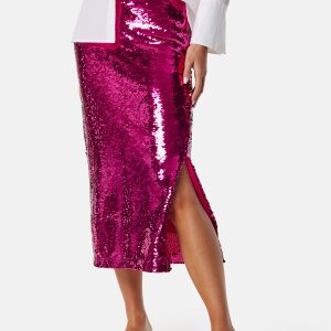 VILA Vietta midi sequin skirt Fuchsia Purple 34