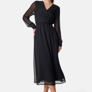 VILA Vifalia V-neck L/S MIDI DRESS  Black 38