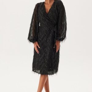 VILA Vifeather L/S MIDI WRAP DRESS  Black 34