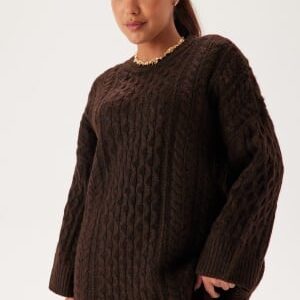 VILA Vikaia L/S OVERSIZE CABLE KNIT Coffee Bean S