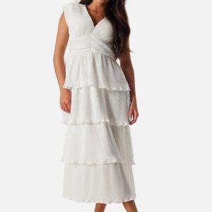 VILA Vilillian V-Neck plisse ankle dress Cloud Dancer 38