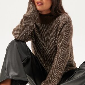 VILA Vilory High Neck L/S KNIT TOP  Coffee Bean Pattern:eggnog Mel L