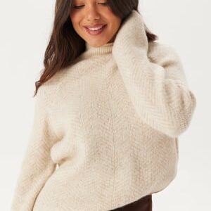 VILA Vilory High Neck L/S KNIT TOP  Eggnog Pattern:natural Melang L