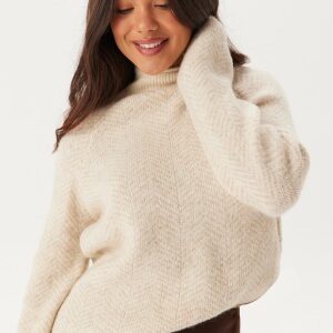 VILA Vilory High Neck L/S KNIT TOP  Eggnog Pattern:natural Melang M