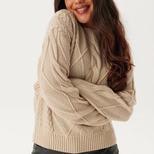 VILA Vilou O-neck L/S CABLE KNIT TO Feather Gray L