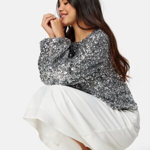 VILA Vimagga L/S Sequins Top Silver Detail:SILVER XS