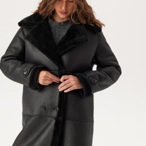 VILA Vimella Long Sherling Coat Black 40