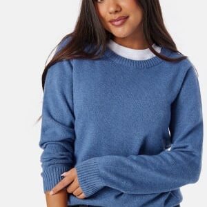 VILA Viril O-neck L/S Knit Top Bijou Blue Detail:Dark Melange S