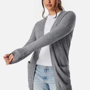 VILA Viril Open L/S Knit Cardigan Medium Grey Melange M