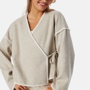 VILA Virise Cardigan Birch Det:white Chain Stitch 42