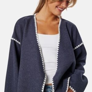 VILA Virise Cardigan Navy Blazer Det:w Chain Stitch 38