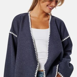 VILA Virise Cardigan Navy Blazer Det:w Chain Stitch 36