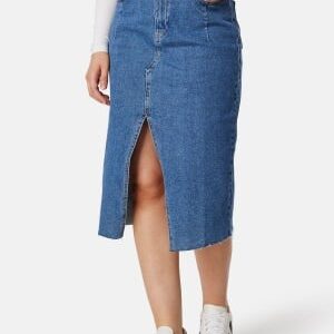 VILA Visol RW Midi Slit Denim Skirt Medium Blue Denim 34