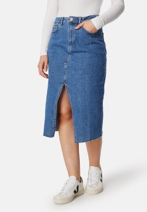 VILA Visol RW Midi Slit Denim Skirt Medium Blue Denim 38