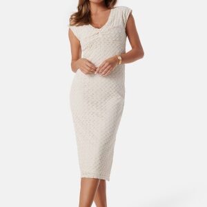 VILA Visolira V-Neck cap sleeve dress Eggnog L