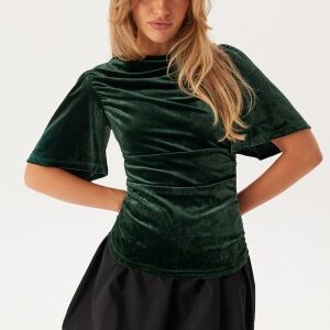 VILA Vivelma Velour 2/4 O-NECK TOP  Scarab XS