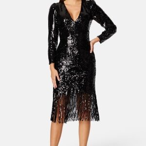 YAS Flapper 7/8 Sequin Dress Black XS