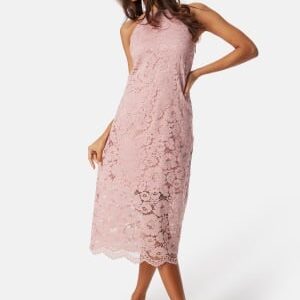 YAS Milda Lace Halterneck Midi Dress Pale Mauve L