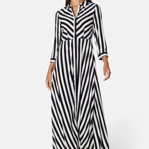 YAS Yassavanna Long Shirt Dress Black Stripes:W WHITE STRIPE M