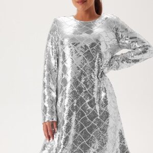 YAS Yaschekka Ls Dress Silver/W Sequins XS