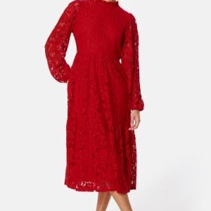 BUBBLEROOM Blanca Midi Lace Dress Red 46