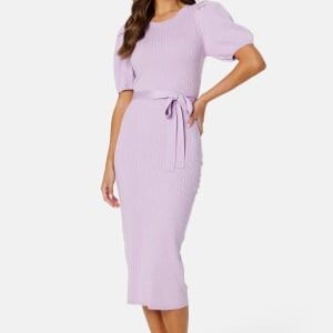 BUBBLEROOM Linnelle knitted puff sleeve dress Lilac 2XL