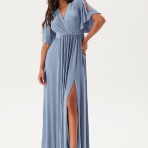 Bubbleroom Occasion Butterfly Sleeve Soft Gown Dusty blue M