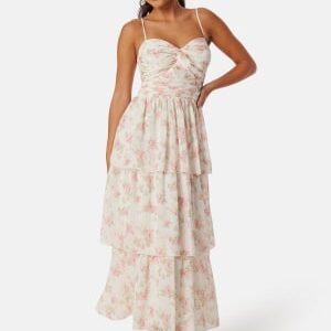 Bubbleroom Occasion Frill Strap Dress Pink/Floral 40