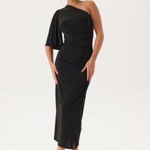 Bubbleroom Occasion Soft Ruched One Shoulder Midi Dress Black S