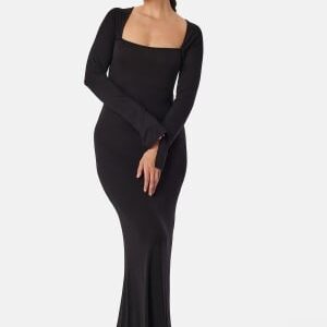 BUBBLEROOM Square Neck L/S Maxi Dress Black M