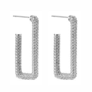 BY JOLIMA Monaco Rectangle Hoops Crystal Steel One size