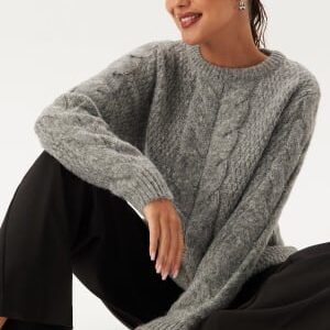 Pieces Pcnina Ls O-neck Knit Medium Grey Melange S