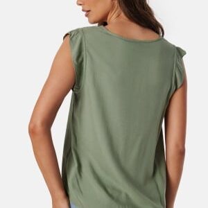 Pieces Pcnya SL V-Neck Top Hedge Green S